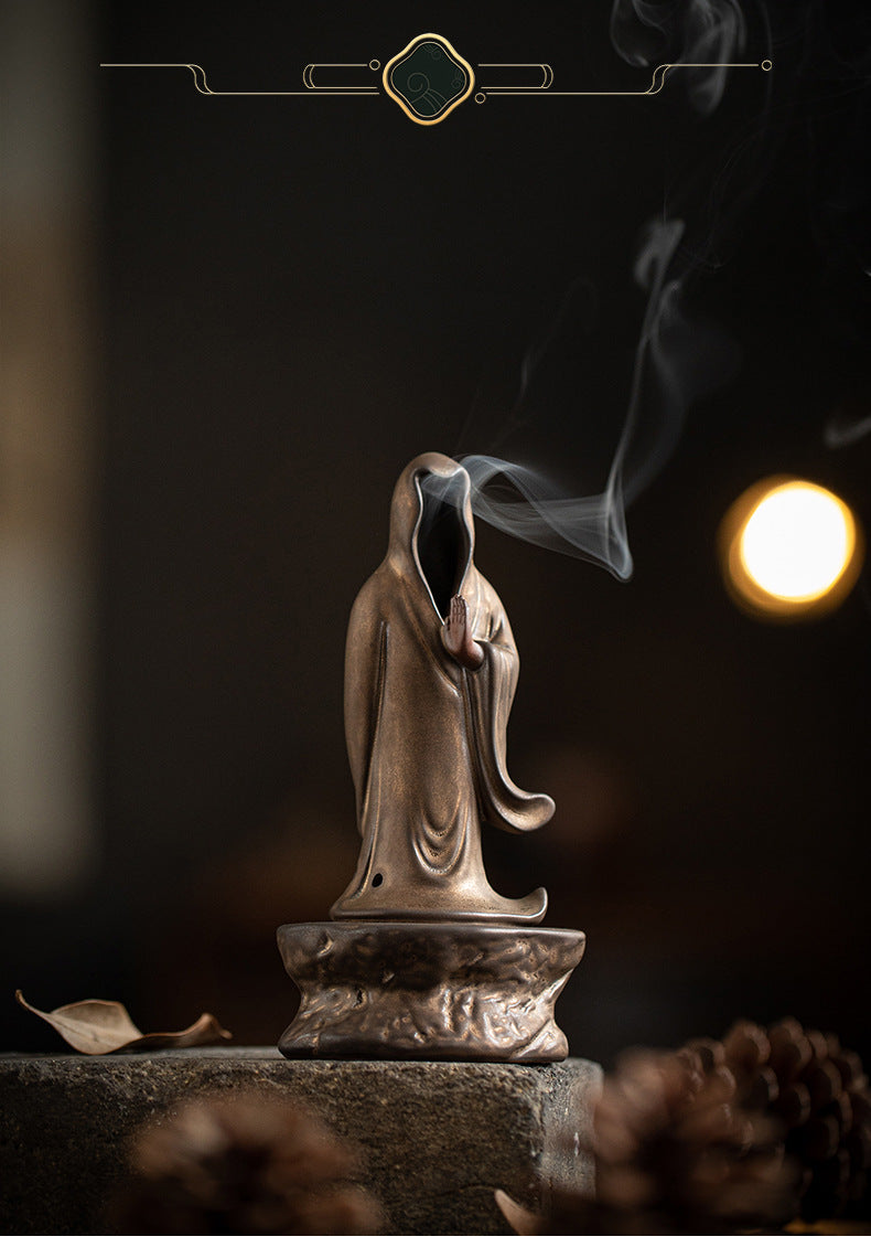 zensoullab Zen Style Formless Mini Incense Burner for Home Indoor Small Disc Incense Burner Tea Room Desktop Antique Incense Burner Small Ornament
