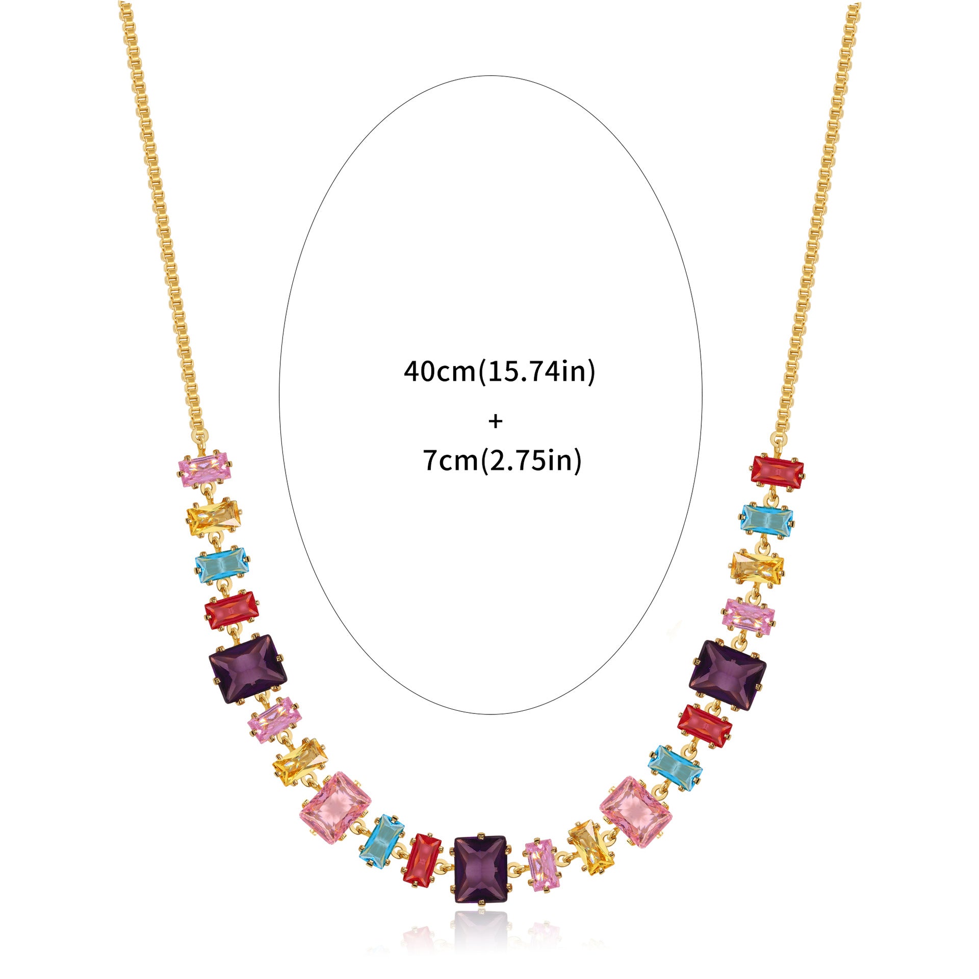 zensoullab Jewelry Necklace Light Luxury Inlaid Geometric Colorful Zircon Jewelry Collarbone Chain Dopamine High-end Niche Women