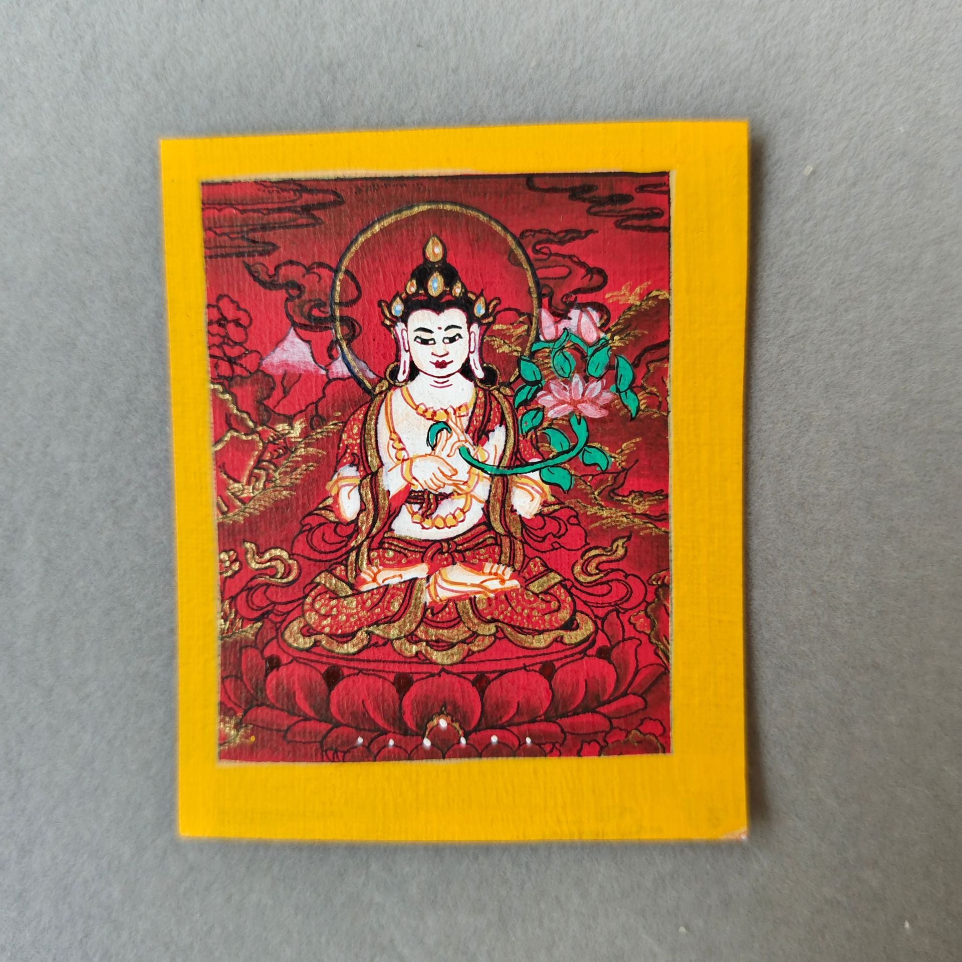 zensoullab Nepal Hand-painted Eight Guardian Deities Twelve Zodiacs Nativ Buddha Portable Thangka God of Wealth Green Tara Necklace Pendant