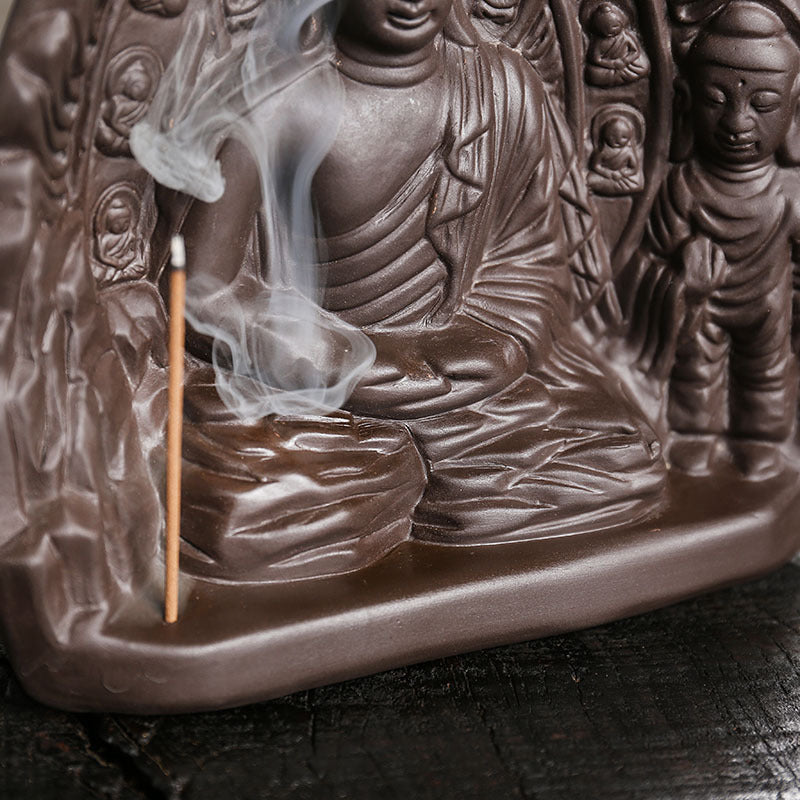 zensoullab Purple Clay Backflow Incense Burner Home Decor Craft Ornament Creative Buddha Worship Backflow Incense Burner