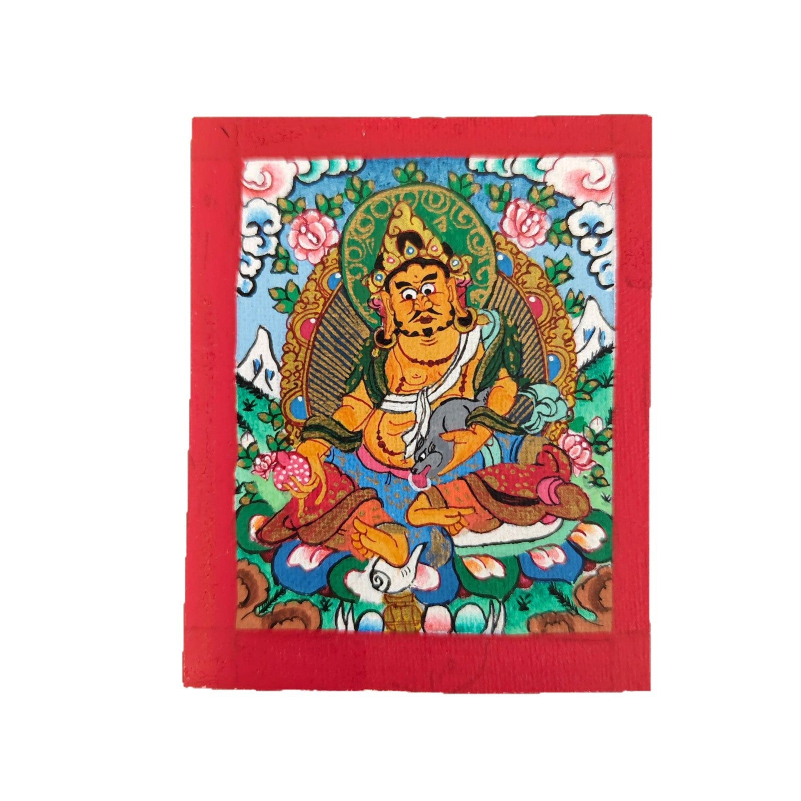 zensoullab Nepal Hand-painted Zodiac Buddha Guardian Buddha Thangka Manjushri Yellow God of Wealth Green Tara Samantabhadra Small Thangka Pendant