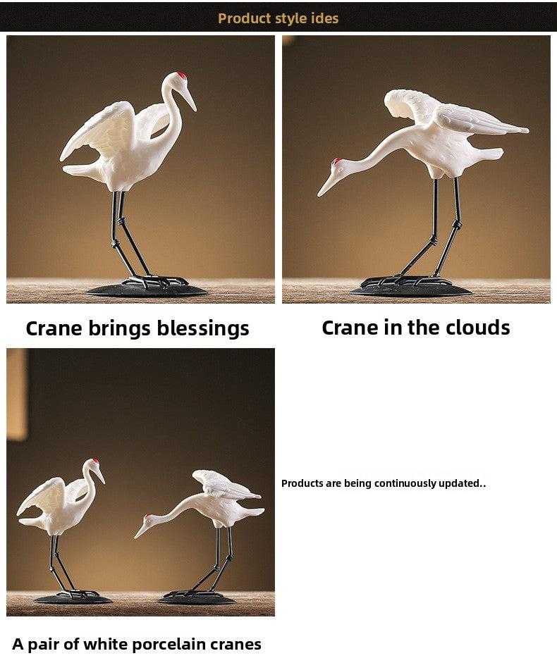 zensoullab Ceramic Crane Animal Red-crowned Crane Ornament New Chinese Style Potted Plant Fake Mountain Water Landscape Micro Landscape Desktop Decoration