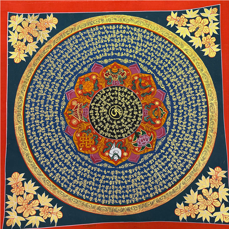 zensoullab Nepal Scripture Mandala Hand-painted Thangka Tibetan Hand-painted Six-syllable Mantra Thangka Living Room Entrance Hallway Decorative Painting