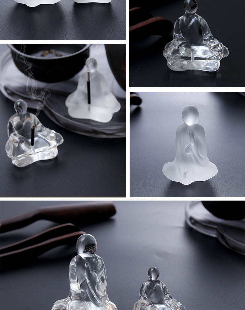 zensoullab Zen Incense Holder Creative Glass Home Incense Tea Ceremony Room Aromatherapy Stand Incense Ornament Backflow Incense Tea Ceremony Accessories