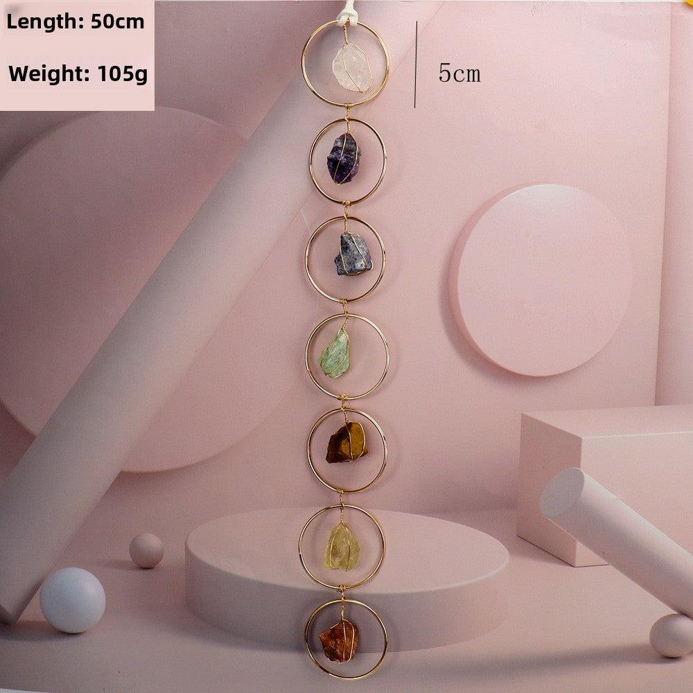 zensoullab Natural Crystal Raw Stone Wind Chime Handmade Pendant Gemstone Wind Chime Hanging Ornament Crystal Window Home Garden Decoration