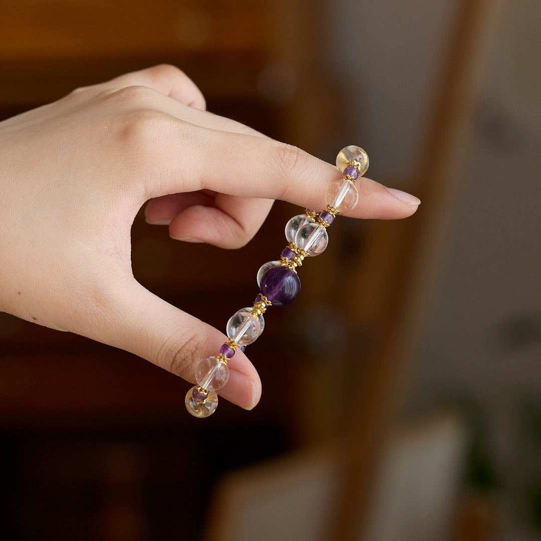 zensoullab Natural Amethyst Bracelet for Women Nine Purple Fire Gourd New Chinese Style National Style Bracelet High-end Crystal Bracelet