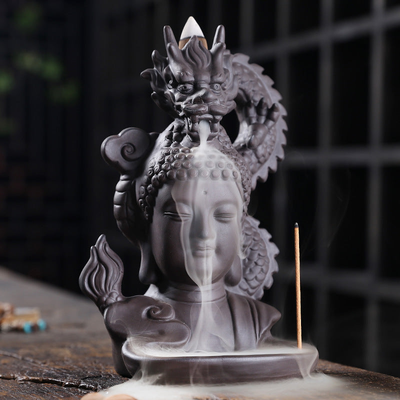 zensoullab Backflow Incense Burner Creative Ceramic Large Ornamental Decoration Indoor Tea Ceremony Antique Purple Clay Sandalwood Agarwood Incense Burner Incense Holder