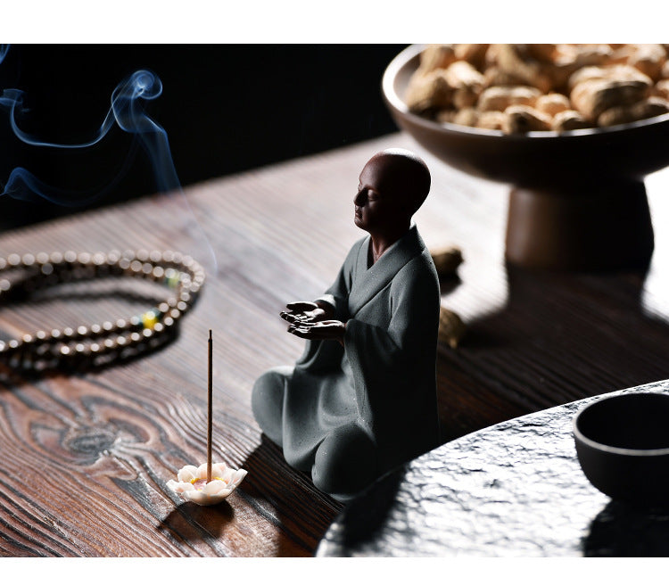 zensoullab Zen Ceramic Little Monk Desktop Decoration New Chinese Style Living Room Entrance Figure Soft Decoration Tea Table Tea Pet Premium Ornament