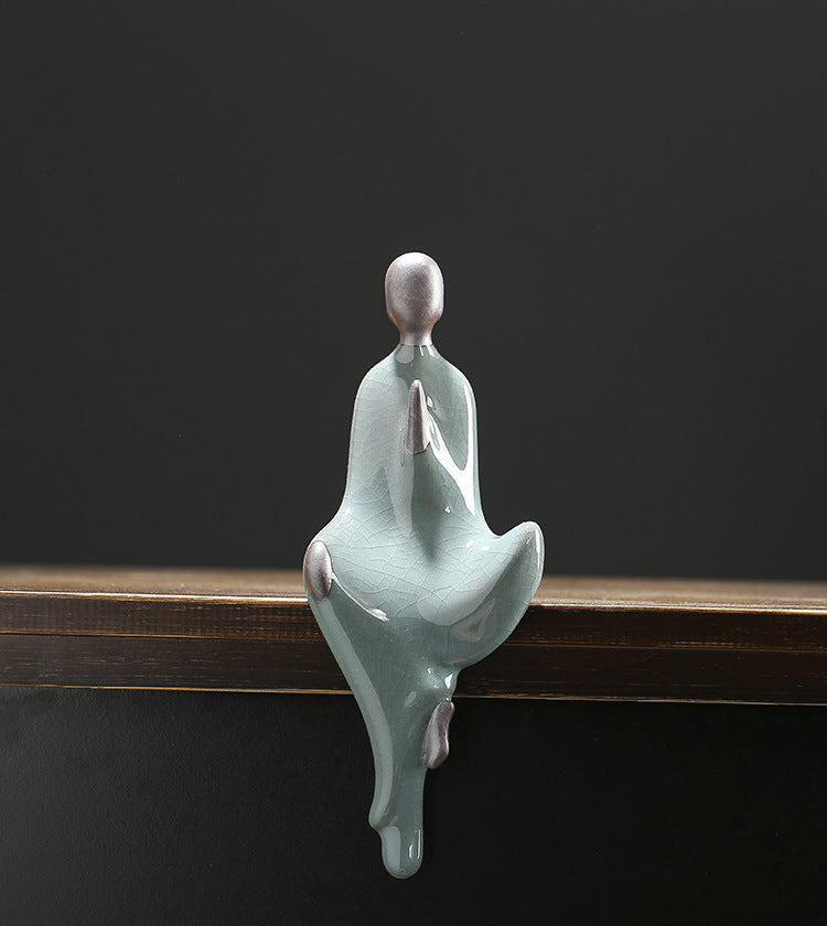 zensoullab Zen Ceramic Crafts Formless Buddha New Chinese Style Living Room Study Entrance Decoration Ge Kiln Creative Figurine