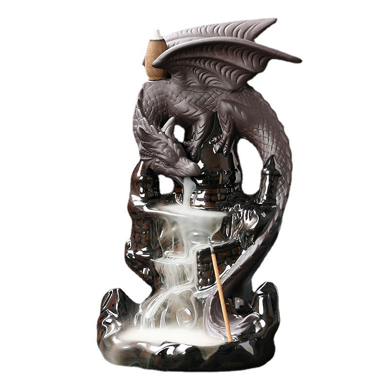 Ceramic Sandalwood Backflow Incense Burner Home Decor Creative European Style Pterosaur Waterfall Backflow Incense Burner