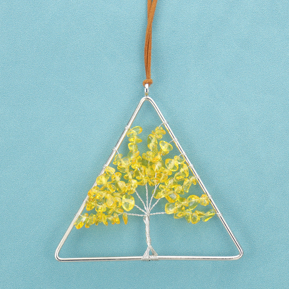 zensoullab Natural Raw Crystal Stone Gravel Christmas Tree Triangle Hanging Holiday Home Decoration