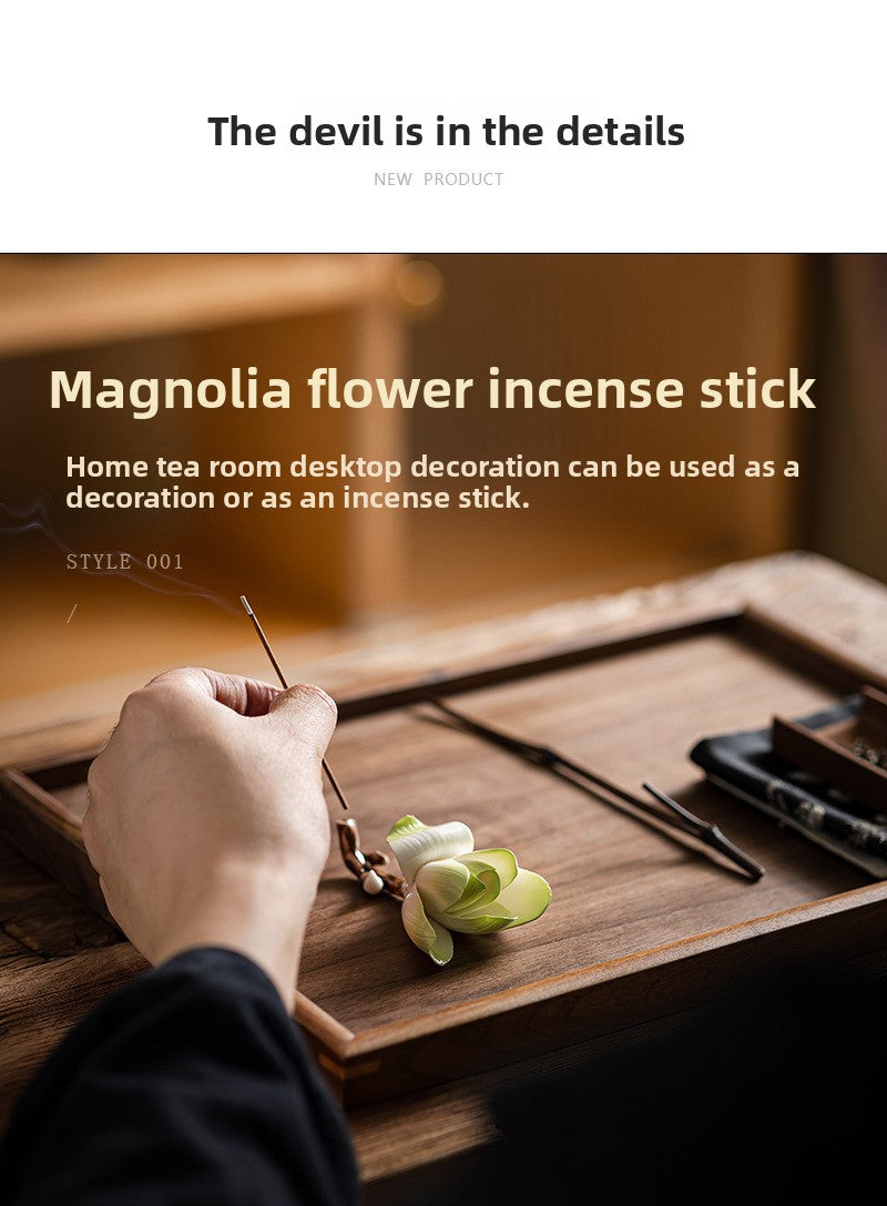 zensoullab Ceramic Magnolia Flower Incense Holder