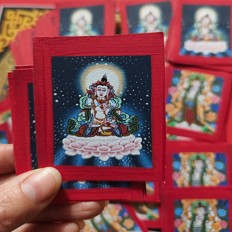 zensoullab Nepal Hand-painted Moli Branchi Tian Vajrasattva Thangka Tibetan Buddha Statue Bodhisattva Thangka Gawu Box Necklace Pendant