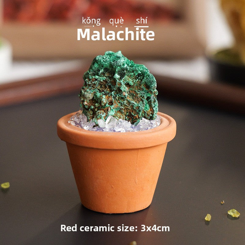 zensoullab Natural Crystal Raw Stone Mineral Pot Ornament Crystal Gemstone DIY Simulation Potted Plant Home Desktop Car Ornament