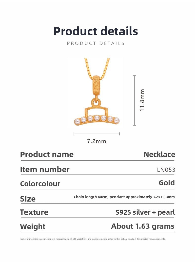 zensoullab Hot Sale S925 Sterling Silver Ancient Gold Inlaid Dopamine Freshwater Pearl Necklace for Women Niche High-end Feel