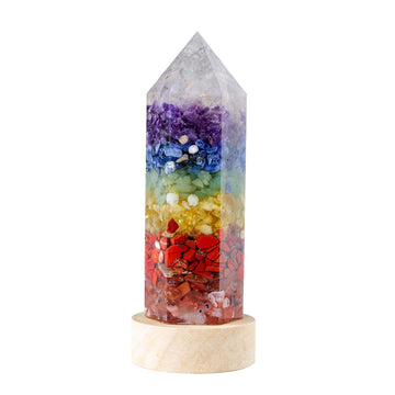 zensoullab Natural Crystal Pillar Night Light USB Creative Crystal Gravel Resin LED Night Light Home Craft Ornament