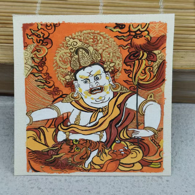 zensoullab Thangka Hand-painted Small Thangka Samantabhadra Green Tara Yellow Wealth God Manjushri Four-armed Guanyin Tibetan Small Thangka Pendant