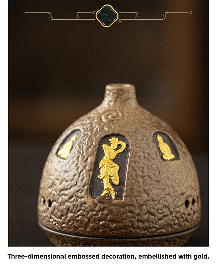 zensoullab Dunhuang Ceramic Incense Burner Home Indoor Incense Holder Incense Stand Aromatherapy Burner Zen Tea Room Desktop Incense Burner Ornament