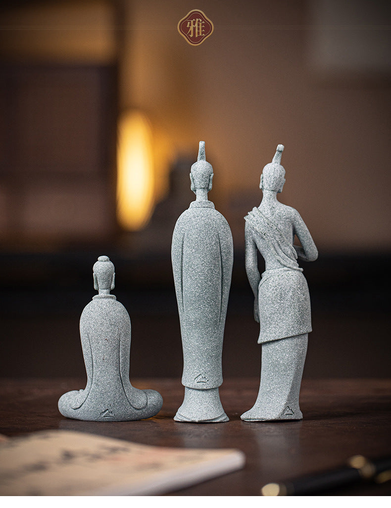 zensoullab Zen Style Chinese Qing Sand Dunhuang Flying Figure Small Ornament Creative Fish Tank Micro Landscape Potted Plant Gardening Decoration Display