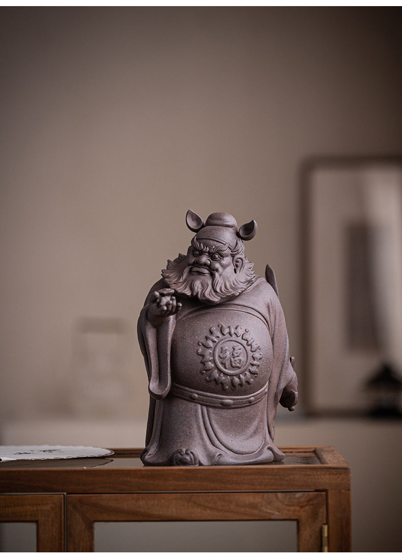 zensoullab Zen Style Chinese Purple Clay Zhongkui Blessing Figurine Creative Home Living Room Study Entrance Craft Decoration Ornament