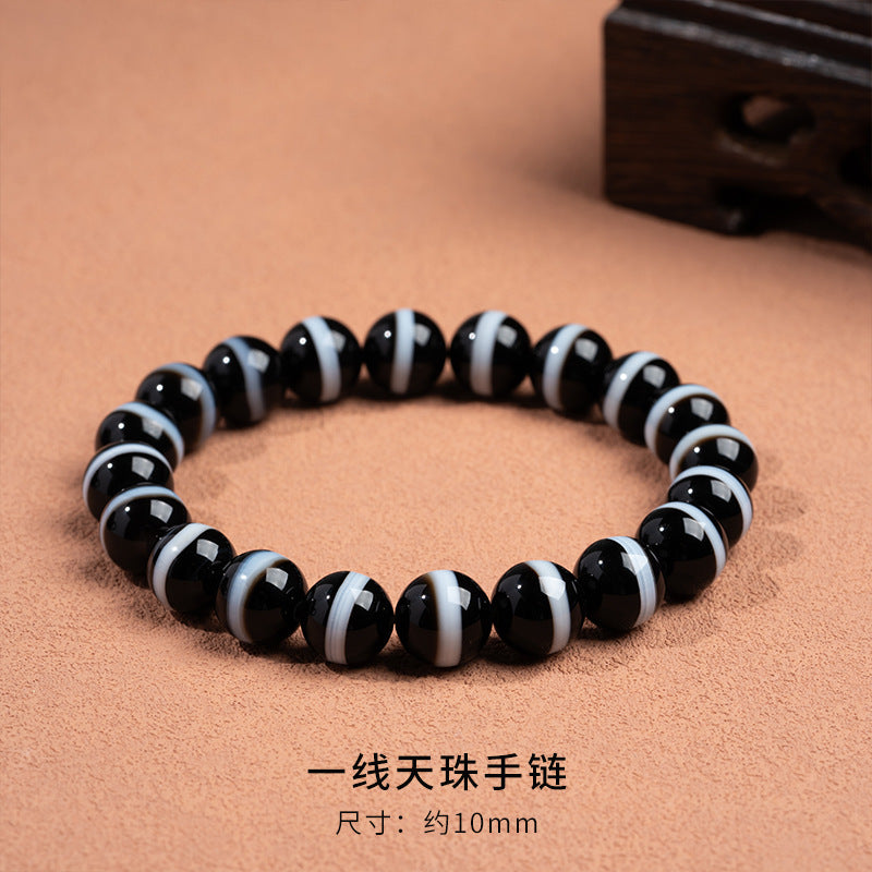 zensoullab Natural First-Line Pharmacist Dzi Bead Agate Bracelet Fashion Versatile Unisex Couple Style Single Circle Bracelet In Stock
