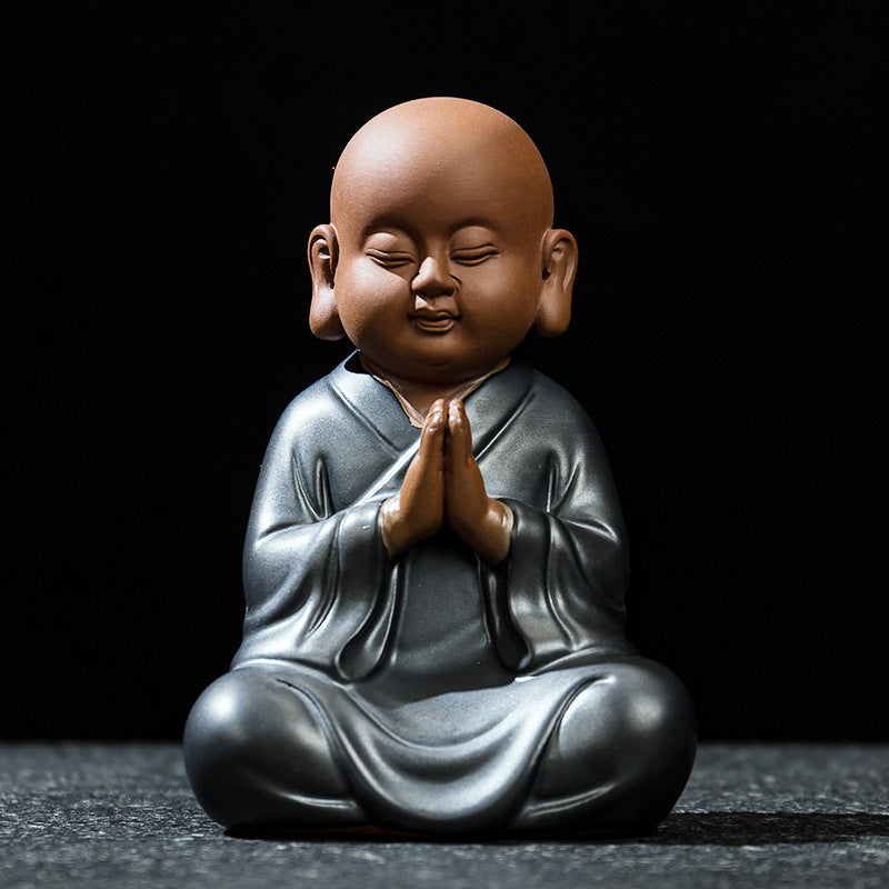 zensoullab Premium Yixing Zisha Little Monk Tea Pet Tea Tray Kung Fu Tea Set Accessories Ceramic Zen Little Sha Mu Figurine