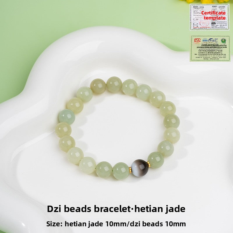 Zensoullab Natural Xinjiang Hetian Jade ICE CLEAR White Bracelet Female National Style Niche Bracelet