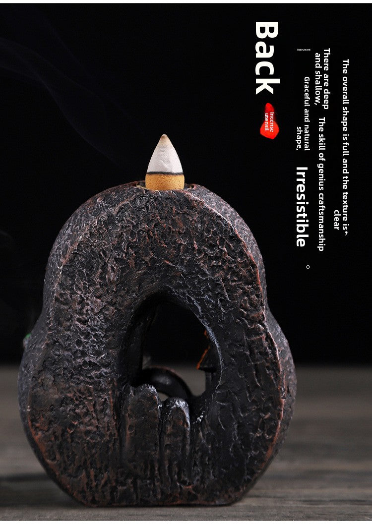 zensoullab Backflow Incense Burner Resin Home Indoor Tea Ceremony Incense Retro Creative Backflow Ornament
