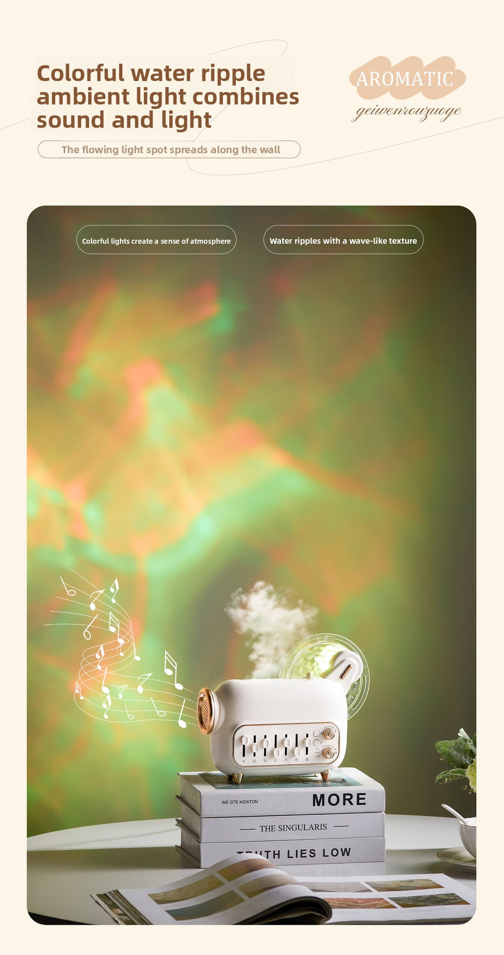 zensoullab New Product DIY White Noise Aromatherapy Machine Colorful Aurora Night Light Ultrasonic Essential Oil Bluetooth Speaker Humidifier