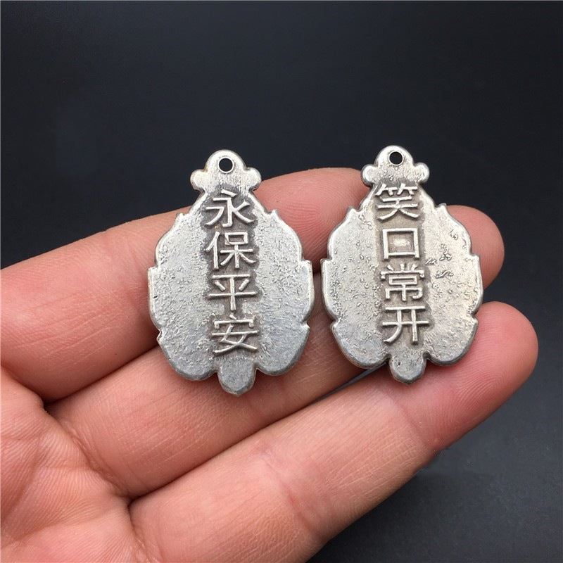 zensoullab Tibetan Silver Lotus Guanyin Buddha Pendant Keychain Car Key Holder Protective Buddha Pendant Vintage Craft