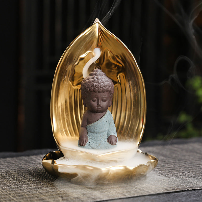 zensoullab Backflow Incense Burner Rulai Flowing Incense Gold Base Small Shaami Creative Backflow Incense Burner Home Incense Desktop Ornament