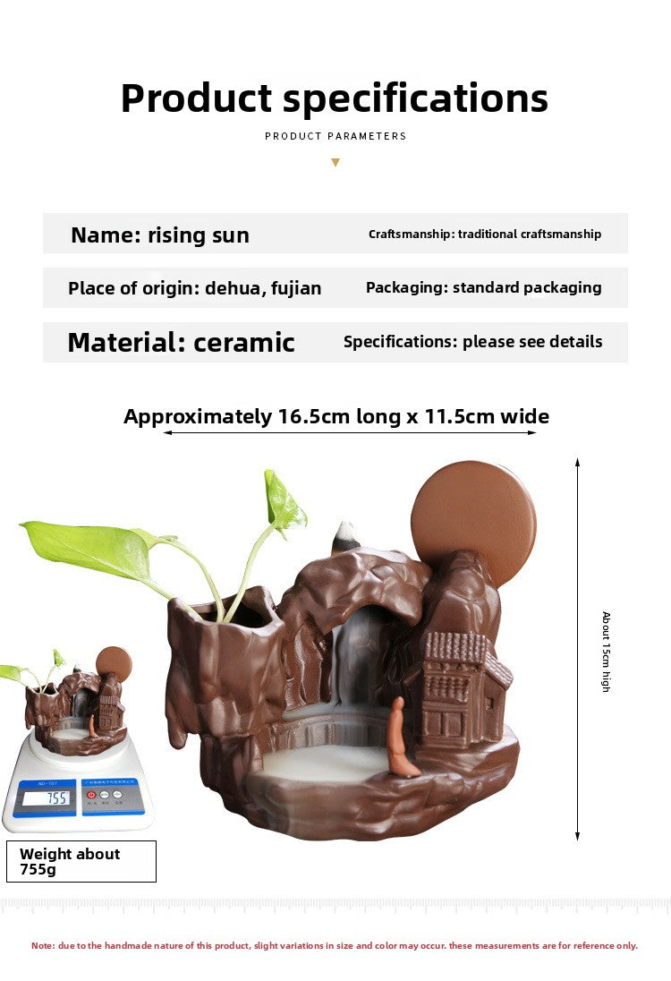 zensoullab New Purple Clay Backflow Incense Burner Zen Ornament Creative Hydroponic Rising Sun Sandalwood Backflow Aromatherapy Burner Original