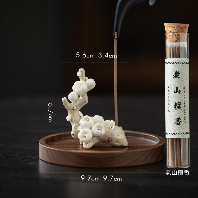 zensoullab Zen Ceramic Plum Blossom Incense Holder Creative Incense Stand Incense Tray Incense Burner Tea Room Study Atmosphere Decor Incense Burner