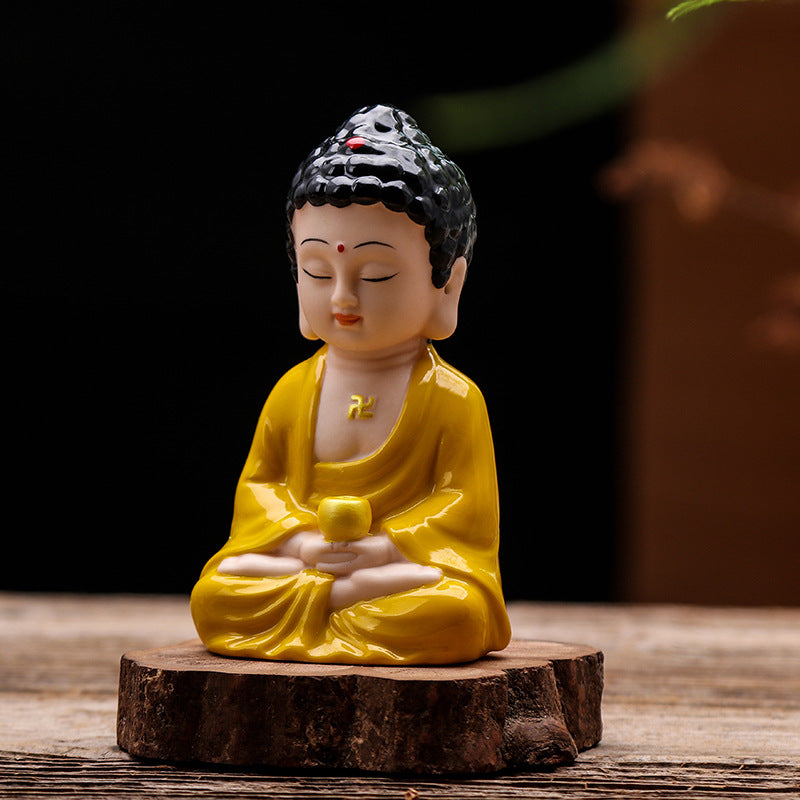 zensoullab Ceramic Buddha Statue Peace Buddha Chinese Style Entrance Shakyamuni Crafts Guanyin Ornament Lying Buddha Car Accessories