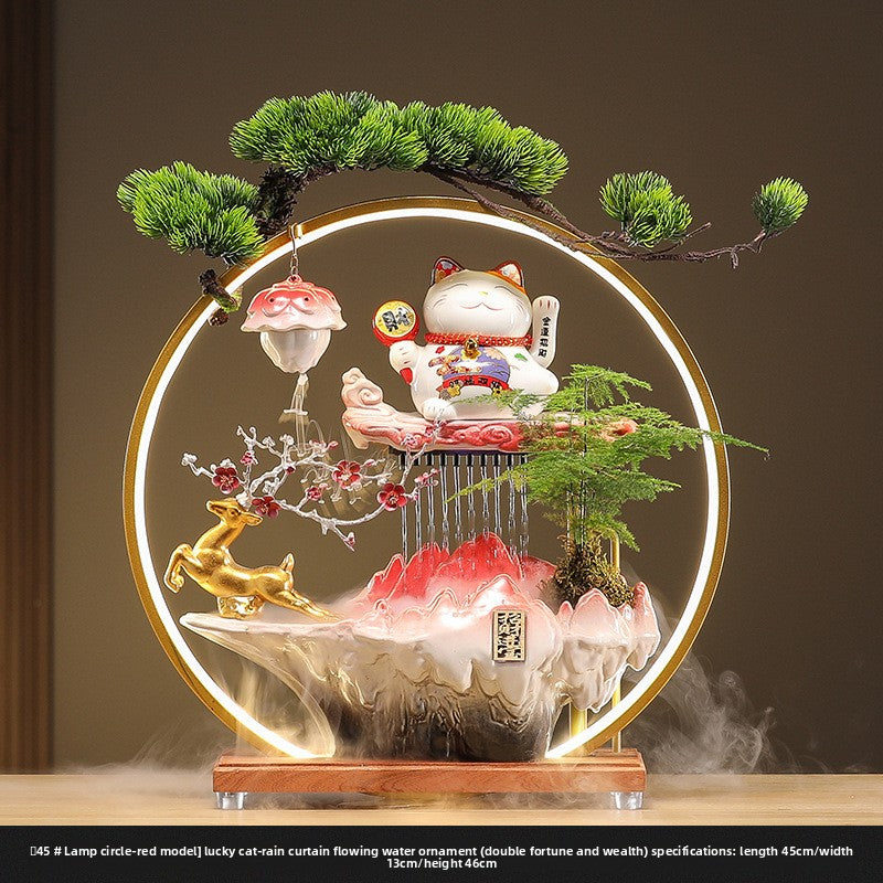 zensoullab Lucky Cat Flowing Water Wealth-Attracting Ornament Circulating Water Living Room Desktop Decoration