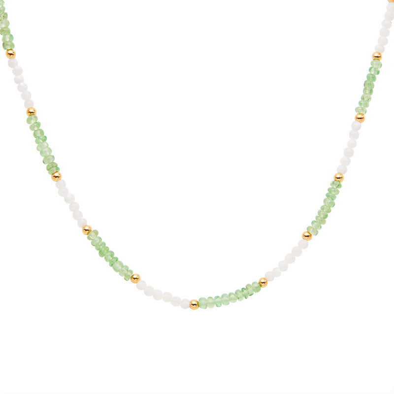 zensoullab Natural Gemstone Tsavorite Beaded Necklace for Women S925 Sterling Silver Colorful Gemstone Jewelry Collarbone Chain