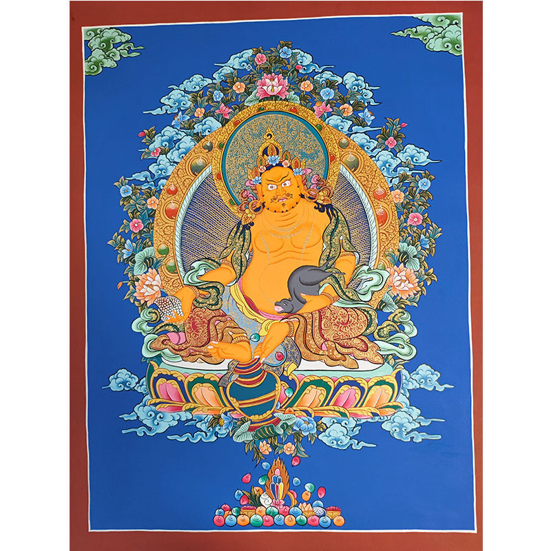 zensoullab Nepal Hand-painted Manjushri Thangka Yellow God of Wealth Samantabhadra Four-armed Guanyin White Tara Green Tara Entrance Wall Hanging Painting