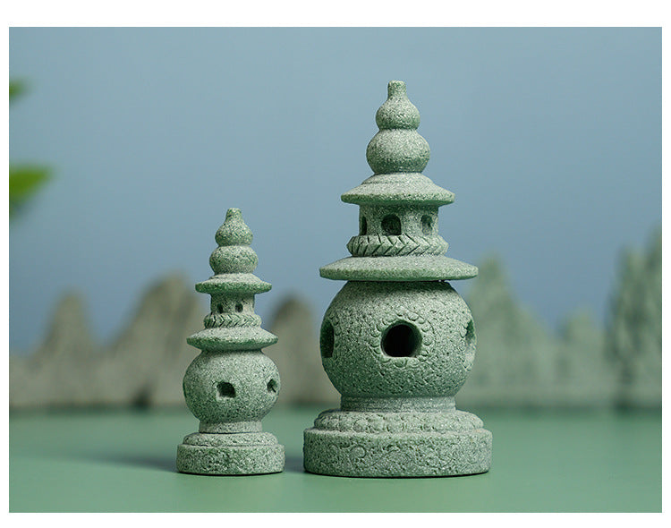 zensoullab Three Pools of Moonlight Small Stone Tower Chinese Style Palace Lantern Antique-Style Ornament Fish Tank Landscaping Micro Landscape Rockery Bonsai Small Decoration