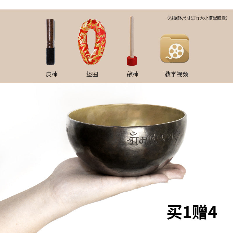 Zensoullab Nepal Handmade Buddha Bowl Xizang Himalaya Bowl Ugyen Double Color Full Moon Himalaya Bowl Copper Chime Stone Yoga Healing Meditation Himalaya Bowl