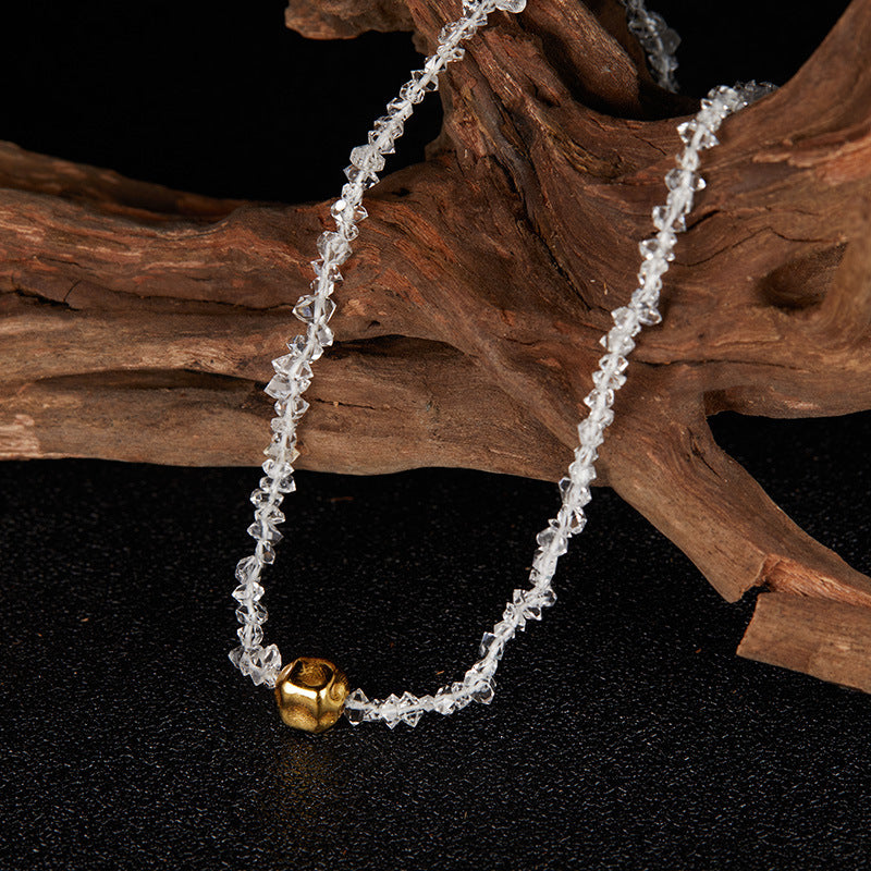 zensoullab Original Design S925 Sterling Silver Natural White Crystal Colorful Gemstone Necklace for Women Personalized Handmade Irregular Beads