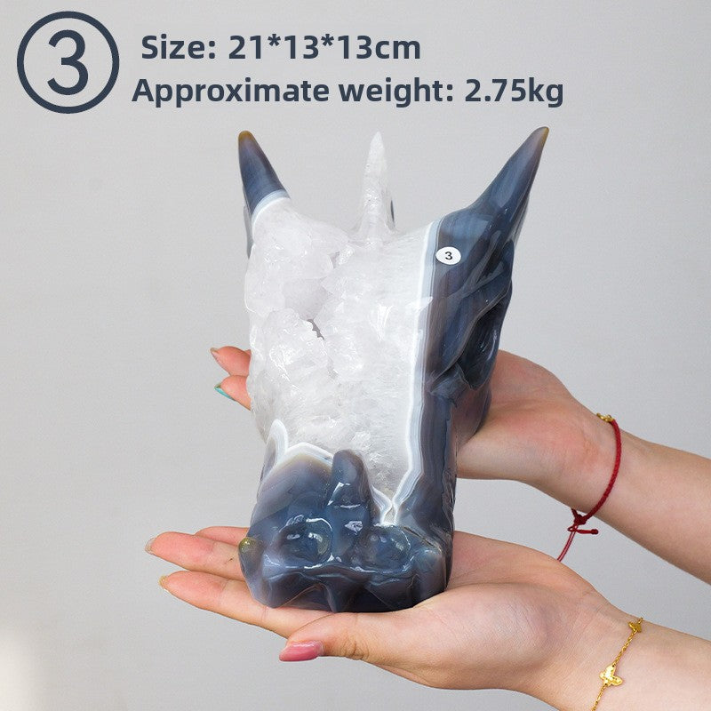 zensoullab Natural Crystal Faucet Ornament Agate Geode Hand-Carved Piece Raw Stone Polished Crystal Craft Desktop Decoration