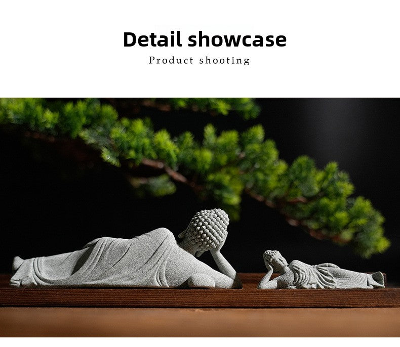 zensoullab Desktop Chinese Zen Style Buddha Figurine Micro Landscape Fish Tank Decoration Rockery Desktop Ornament Tea Pet Incense Decoration