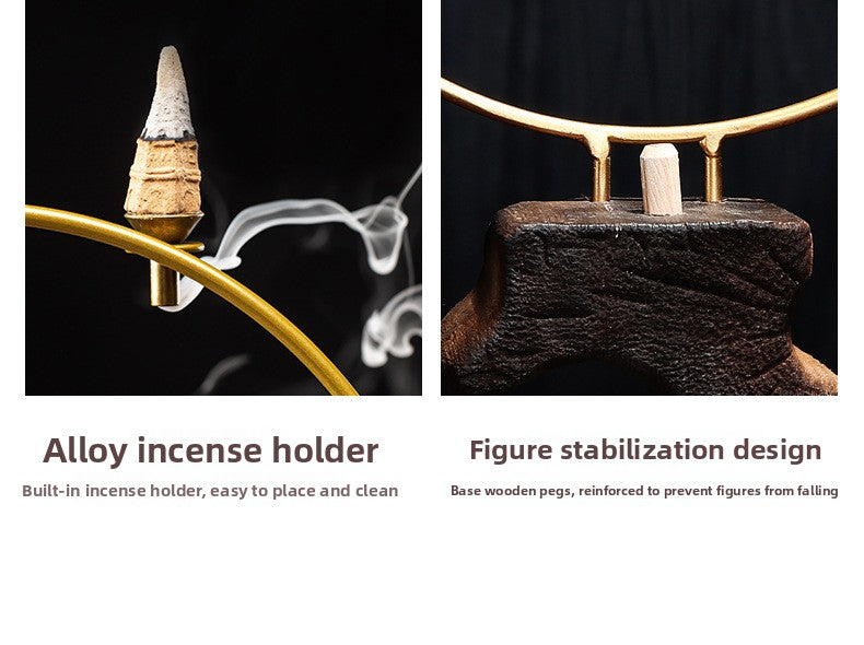 zensoullab Zen Style Backflow Incense Burner Ornament Sha Mi Monk Chinese Style Home Living Room Office Potted Incense Burner Gift