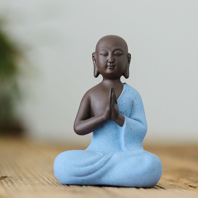 zensoullab Zen Style Yixing Clay Little Monk Tea Pet Tea Play Tea Tray Accessories Premium Ceramic Little Sha Mi Figure Home Decor