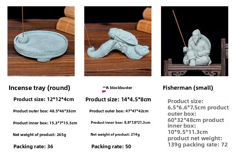 zensoullab Chinese Style Stone Lion Incense Holder Indoor Incense Stick Sandalwood Agarwood Small Incense Tray Creative Festive Tea Ceremony Desktop Ornament