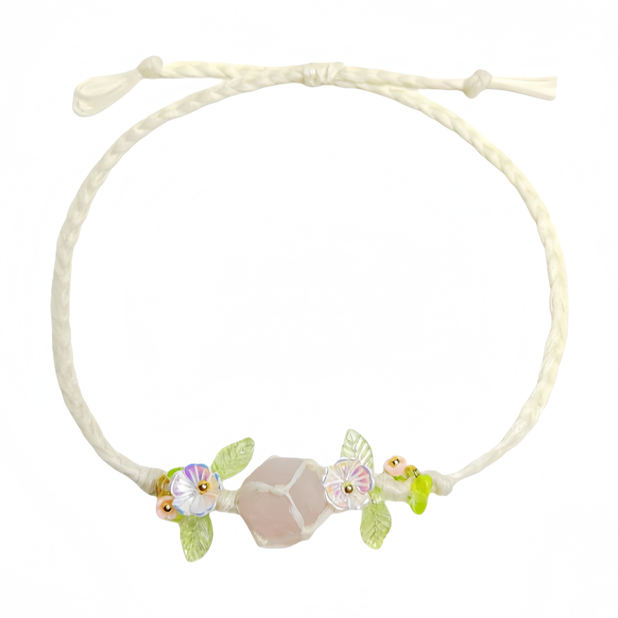 zensoullab Huajianji Natural Pink Crystal Woven Bracelet