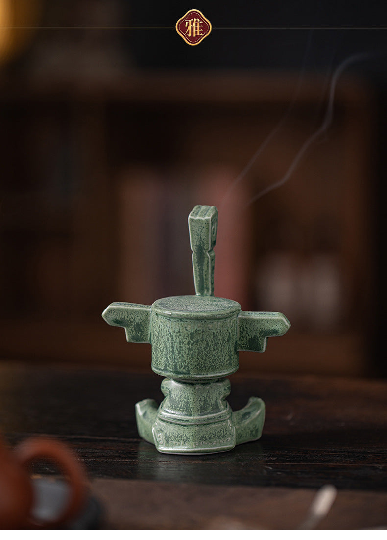 zensoullab Sanxingdui Bronze Large Standing Figure Mask Incense Burner Incense Holder Ceramic Ornament Study Desk Cultural Creative Figurine Gift