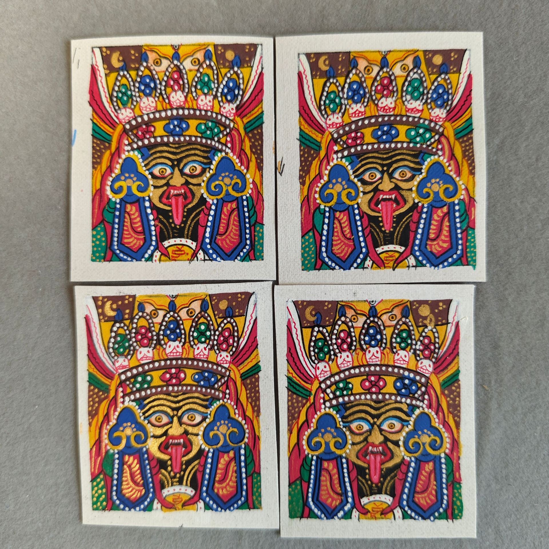zensoullab Nepal Hand-painted Zakiram Thangka Portable Small Thangka Amulet Tibetan Female God of Wealth Necklace Car Hanging Pendant