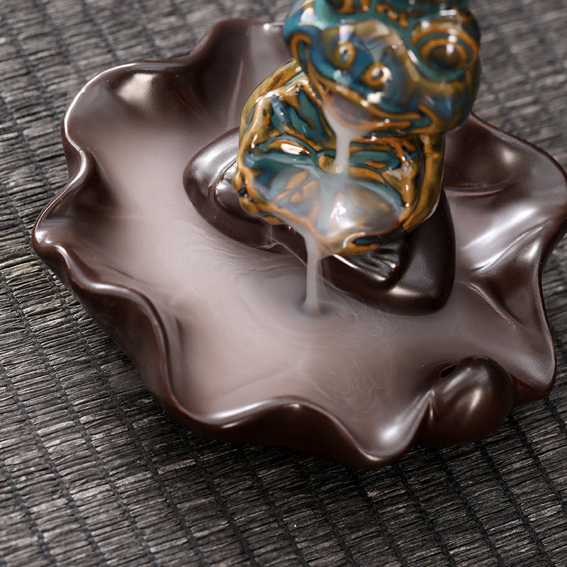 zensoullab Frog Prince Backflow Incense Burner Ceramic Creative Ornament Home Decoration Incense Holder Incense Stand Incense Device