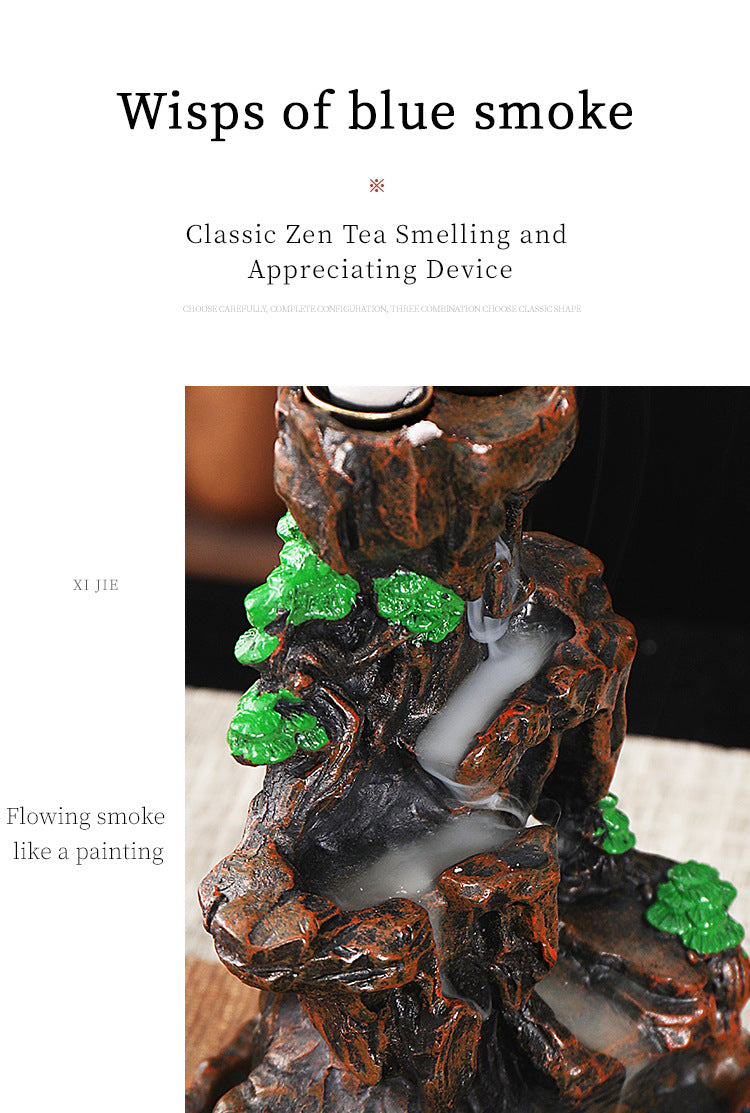zensoullab Creative Mountain Water Backflow Incense Burner High-end Large Incense Burner Water Flow Incense Tea Ceremony Home Decoration Backflow Incense